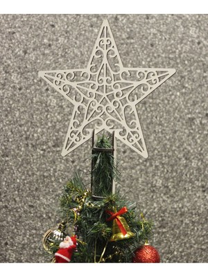 Mediterian 19cm Beyaz Yıldız Şekilli Yılbaşı Ağacı Tepe Süsü, şık ve doğal görünüm sağlar.
