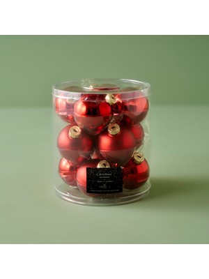 Christmas Yılbaşı Süsü 12'li Kırmızı (6 Cm)