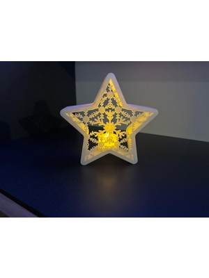 Yılbaşı Temalı Yıldız LED Lamba - Kar Tanesi Desenli