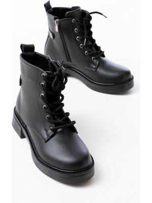 Arda Siyah Bağcıklı Fermuarlı Günlük Kadın Bot Bayan BOT37653