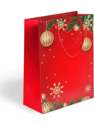 Arminow Yılbaşı Coşkusu Noel Desenli Ipli Karton Çanta - 25X30X9 cm - 2 Adet - Ç044