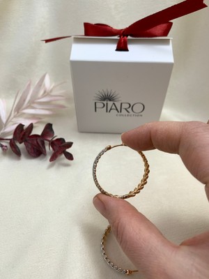 Piaro Collection Yaprak Desenli Zirkon Taşlı Küpe