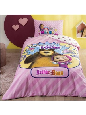 Taç Lisanslı Tek Kişilik Nevresim Takımı Masha Bear Super Cute