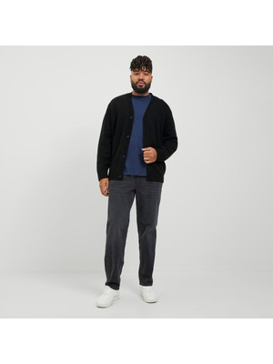 Jack & Jones Büyük Beden V Yaka Örme Hırka - Ollie