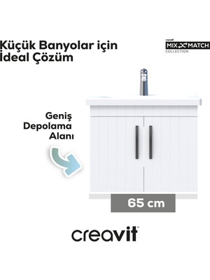 Creavit D10 Eksen Lavabo Dolabı Kapaklı 65 cm Lake Kapak