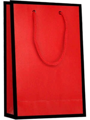 Arminow Kırmızı Renk  Ipli Karton Çanta - 17X24X7 cm - 2 Adet - Ç029