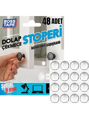 Geseus Yapışkanlı Dolap Çekmece Stoperi Kapak Ses Engelleyici 48 Adet-Beyaz