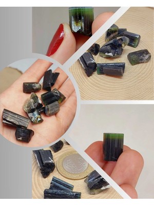 Yaşam Tohumu Turmalin Taşı Koyu Yeşil Renk (Verdelit) Kütle Ham Parça 4-4.49 Gram Aralığı (54706)