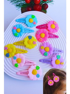 Nisan Kids Renkli Papatya Çıtçıt Toka 1 Çift (2 Adet )