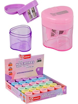 Artlantis Kalemtıraş Çift Bıçaklı Hazneli 6 Renk 1 Paket MK-4014 Pastel Renkler Iki Bıçaklı Jumbo Kalemtraş Kalem Açaçagı Plastik