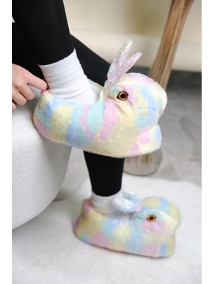 Oksit Earna Tavşan Model Şişme Peluş Kadın Panduf