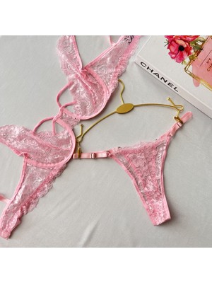 Glorialuxe Jpl Melek Balenli Sütyen Takım - Pembe 80B