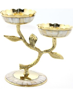 Pirinç Sedefli 2'li Şamdan