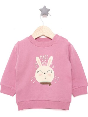 HelloBaby HelloBaby Basic Az Şardonlu Tavşan Desenli Sweatshirt Kız Bebek