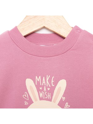 HelloBaby HelloBaby Basic Az Şardonlu Tavşan Desenli Sweatshirt Kız Bebek