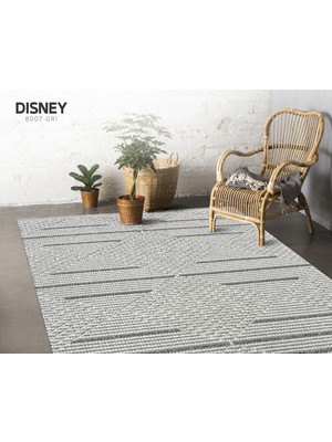 Woolen Halı Disney Koleksiyonu Dekoratif Modern Saçaklı Halı 8007 Gri