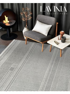 Woolen Halı Lavina Koleksiyonu Dekoratif Modern Saçaklı Halı 8606 Antrasit