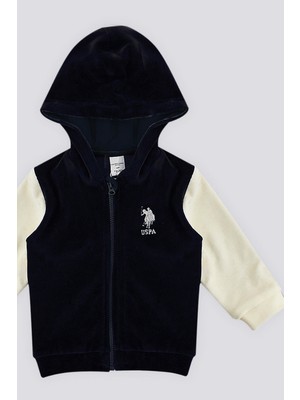 U.S. Polo Assn. Koyu İndigo Kadife Bebek 3'lü Takım