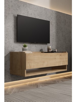 Lifedeco Tv Sehpa Ünitesi Safir Meşe Kapaklı Duvara Monte LD-1003-M3FS90