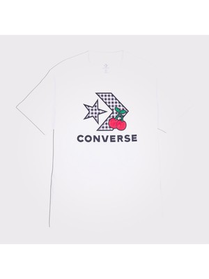Converse Cherry Star Chevron Kadın Beyaz T-Shirt