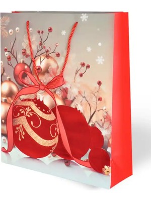 Arminow Yılbaşı Varak Baskılı Lüks Ipli Karton Çanta Noel 26 x 32 x 10 cm 1 Adet Ç027