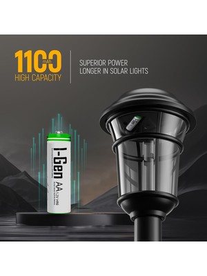 I-Gen Batteries I-Gen B112 8 Adet AA 1100 Mah Şarj Edilebilir Kalem Pil 1.2V Ni-MH Şarjlı Pil Solar Aydınlatma Uyumlu 

