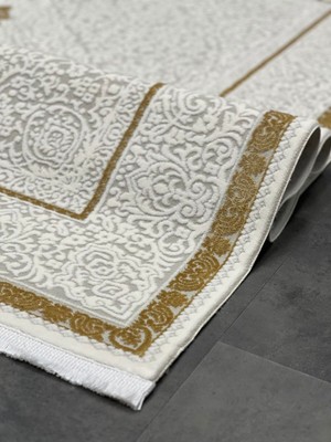 Uzel Woolen Pera Akrilik Salon Halısı,oturma Odası Halısı, Modern Halı 4505-GOLD