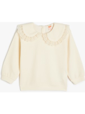 Koton Dantel Detaylı Bebe Yaka Sweatshirt