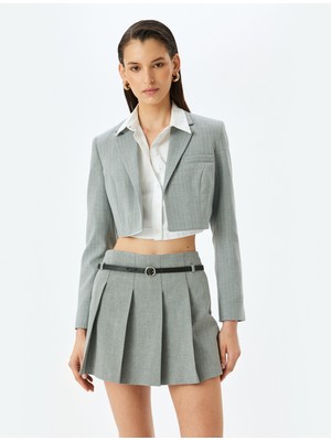 Koton Uzun Kollu Kruvaze Crop Blazer Ceket