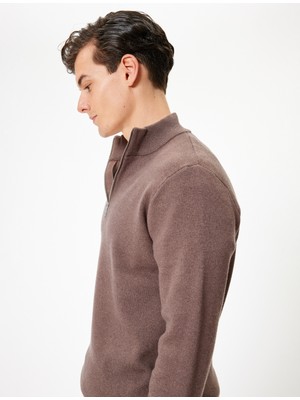 Koton Triko Kazak Yarım Fermuarlı Yaka Basic Uzun Kollu