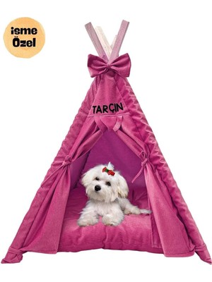 Mediterian Yıkanabilir Soft Kedi ve Köpek Çadırı 60x64, Fuşya Pembe Renkli, Konforlu ve Şık Tasarım
