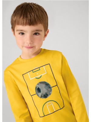 Erkek Çocuk Futbol Baskılı T-Shirt Turuncu