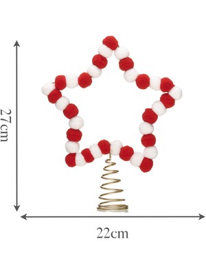 Karaca New Year Yılbaşı Yıldız Ağaç Başlığı Kırmızı ve Beyaz 22 x 5.5 x 27  cm