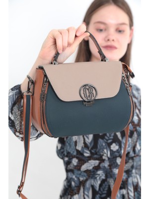 12209 Petrol-K.bej Kadın El & Omuz Çantası