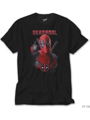Z Zeplin Deadpool Siyah Tişört