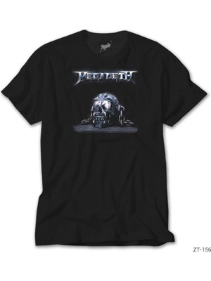 Z Zeplin Megadeth Skull Chain Siyah Tişört