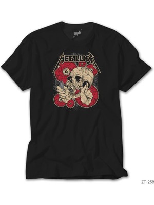 Z Zeplin Metallica Skull Battery Siyah Tişört
