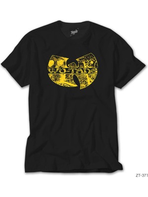 Z Zeplin Wu Tang Stencil Logo Siyah Tişört