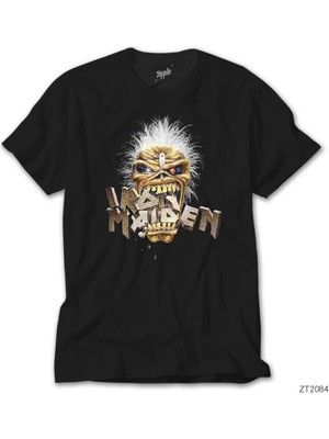 Z Zeplin Iron Maiden Skull Siyah Tişört