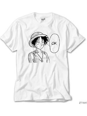 Z Zeplin One Piece Luffy Ok Beyaz Tişört