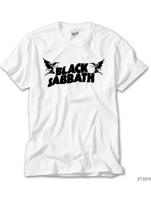Z Zeplin Black Sabbath Logo Beyaz Tişört