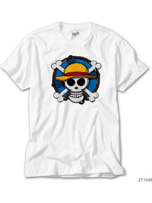 Z Zeplin One Piece Skull Beyaz Tişört