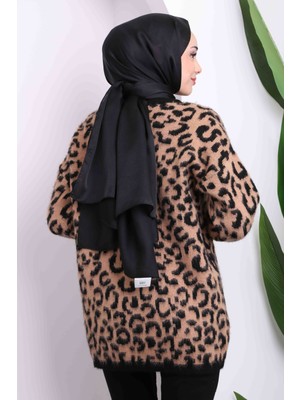 İmaj Butik Vizon Leopar Desenli Triko Hırka