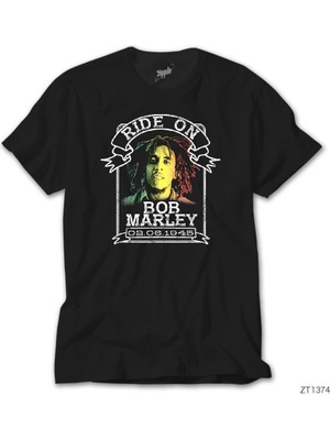 Z Zeplin Bob Marley Ride On 1945 Siyah Tişört