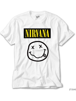 Z Zeplin Nirvana Smile Beyaz Tişört
