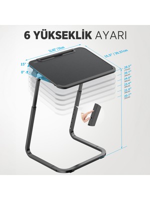 Saiji F2 Yükseklik ve Açı Ayarlı Tv Tepsi Masası – Çok Fonksiyonlu Çalışma Masası, Dizüstü Bilgisayar Standı, Gizli Bardak Tutucu ve Tablet Yuvası ile Ergonomik ve Dayanıklı