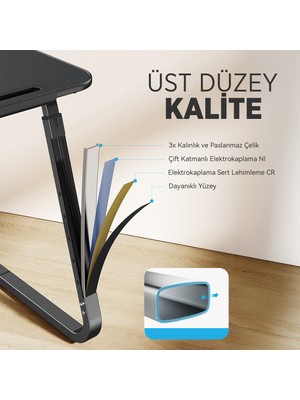 Saiji F2 Yükseklik ve Açı Ayarlı Tv Tepsi Masası – Çok Fonksiyonlu Çalışma Masası, Dizüstü Bilgisayar Standı, Gizli Bardak Tutucu ve Tablet Yuvası ile Ergonomik ve Dayanıklı