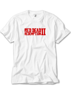 Z Zeplin Red Dead Redemption 2 Red Text Beyaz Tişört