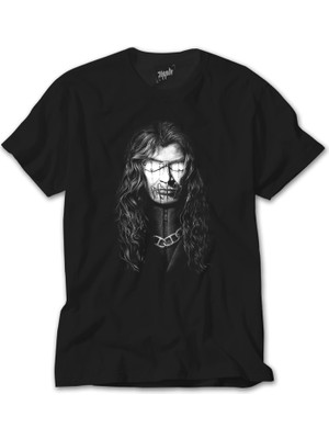 Z Zeplin Megadeth Dave Mustaine Siluet Siyah Tişört
