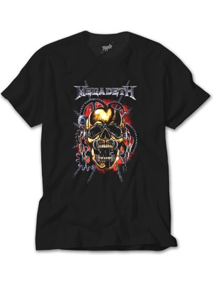 Z Zeplin Megadeth Skull Slave Siyah Tişört